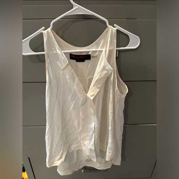 Alice + Olivia by Stacey Bendet Air Silk Pleated High Low Sleeveless Sz Xs White - Picture 1 of 2